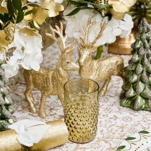 Mrs. Alice Small Gold Glitter Reindeer (Set of 4)< Christmas Decorations