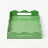 Mrs. Alice Small Green Lacquer Scalloped Tray< Trays | For The Millenial