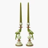 Mrs. Alice Small Green Parrot Candle Holders (Pair)< Summer Candleware | Candle Holders