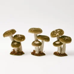 Mrs. Alice Small Green Velvet Mushrooms (Set of 3)< Year-round Decorations | Autumn Decorations