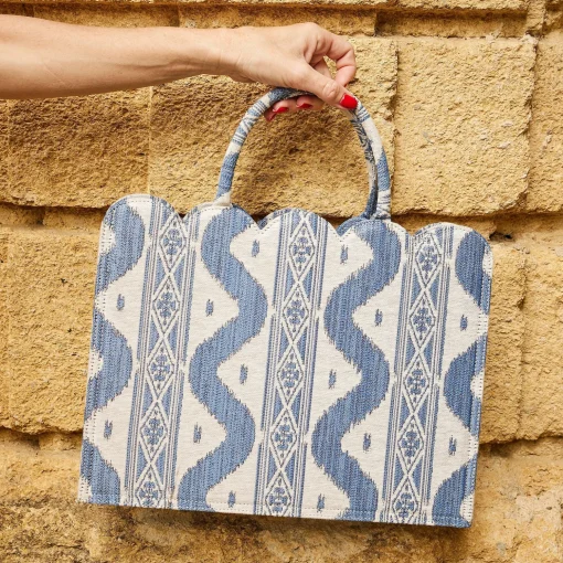 Mrs. Alice Small Tote Bag (Blue Ikat)< Mrs. Alice Tote Bags | For Her