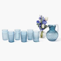 Mrs. Alice Small Navy Hobnail Jug & Glasses (Set of 6)< Glassware Sets | For The Hostess