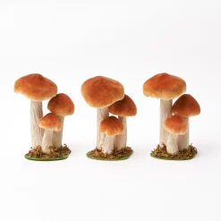 Mrs. Alice Small Orange Velvet Mushrooms (Set of 3)< Year-round Decorations | Autumn Decorations