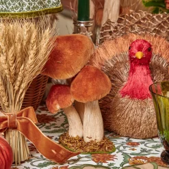 Mrs. Alice Small Orange Velvet Mushrooms (Set of 3)< Year-round Decorations | Autumn Decorations