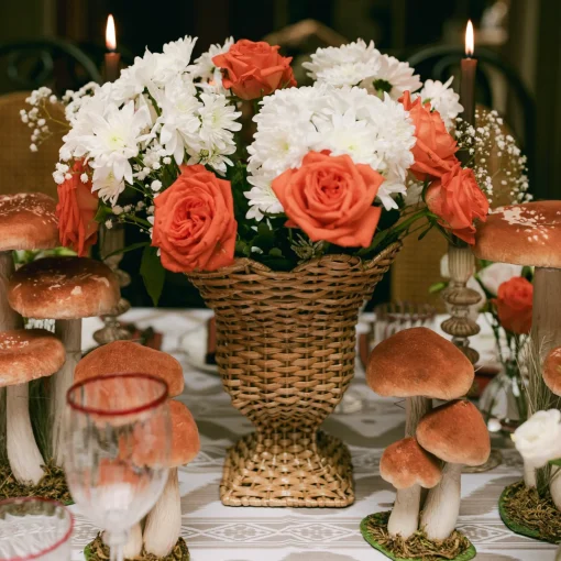 Mrs. Alice Small Orange Velvet Mushrooms (Set of 3)< Year-round Decorations | Autumn Decorations