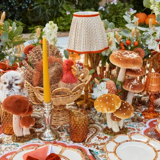 Mrs. Alice Small Orange Velvet Mushrooms (Set of 3)< Year-round Decorations | Autumn Decorations