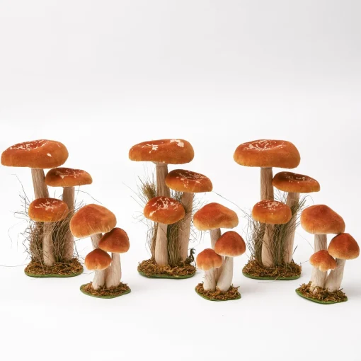 Mrs. Alice Small Orange Velvet Mushrooms (Set of 3)< Year-round Decorations | Autumn Decorations