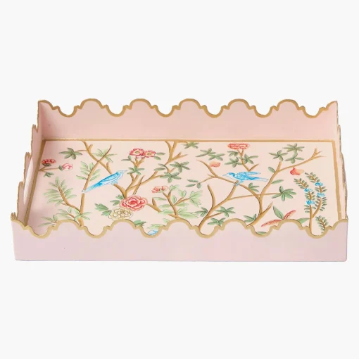 Mrs. Alice Small Pink Chinosierie Tole Tray< Trays | For Her