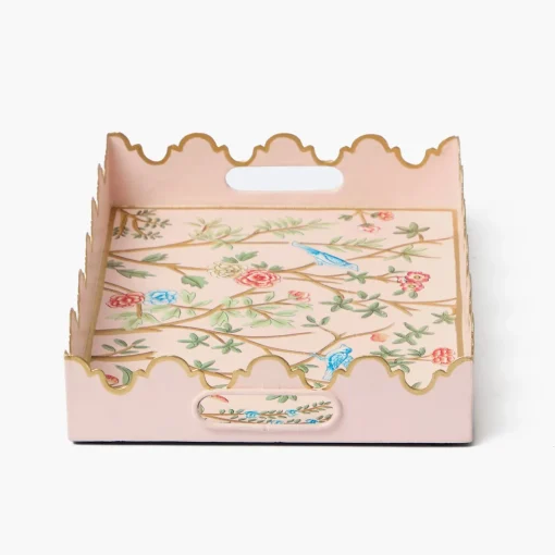Mrs. Alice Small Pink Chinosierie Tole Tray< Trays | For Her