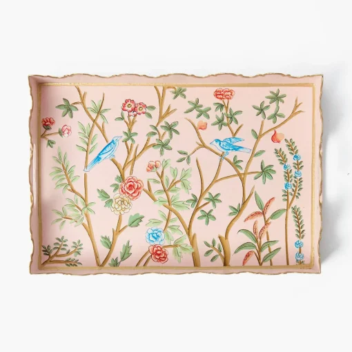 Mrs. Alice Small Pink Chinosierie Tole Tray< Trays | For Her