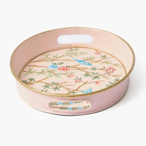 Mrs. Alice Small Pink Oval Chinosierie Tole Tray< Trays | For Her