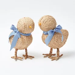 Mrs. Alice Small Raffia Chick (Pair)< Spring Decorations