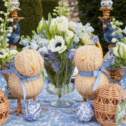 Mrs. Alice Small Raffia Chick (Pair)< Spring Decorations