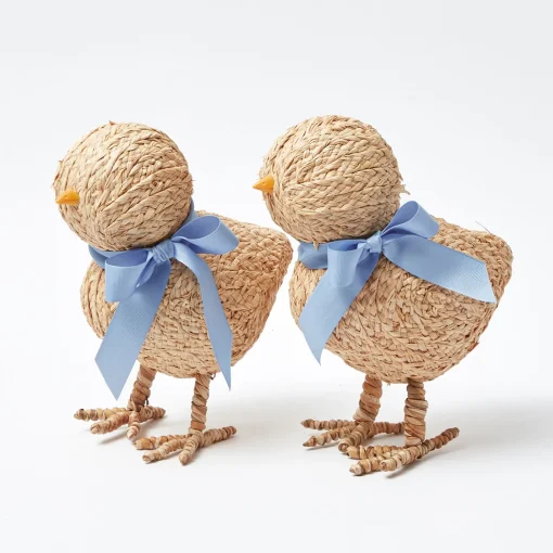 Mrs. Alice Small Raffia Chick (Pair)< Spring Decorations