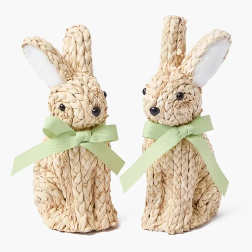 Mrs. Alice Small Raffia Rabbit (Pair)< Spring Decorations