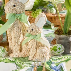 Mrs. Alice Small Raffia Rabbit (Pair)< Spring Decorations