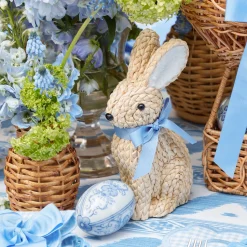 Mrs. Alice Small Raffia Rabbit (Pair)< Spring Decorations