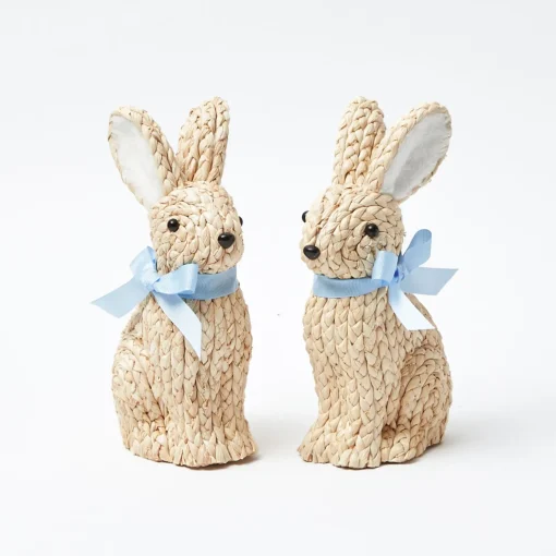 Mrs. Alice Small Raffia Rabbit (Pair)< Spring Decorations