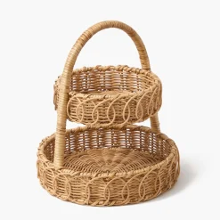 Mrs. Alice Small Rattan Two Tiered Stand< For The Rattan Lover
