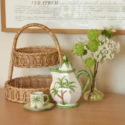 Mrs. Alice Small Rattan Two Tiered Stand< For The Rattan Lover