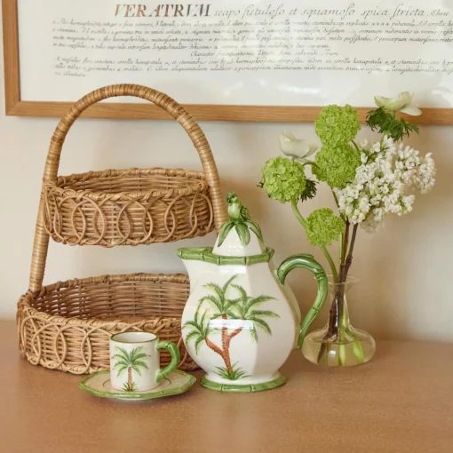 Mrs. Alice Small Rattan Two Tiered Stand< For The Rattan Lover