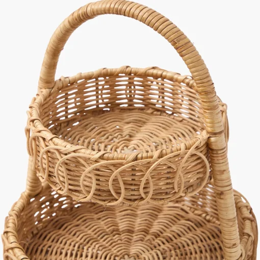 Mrs. Alice Small Rattan Two Tiered Stand< For The Rattan Lover
