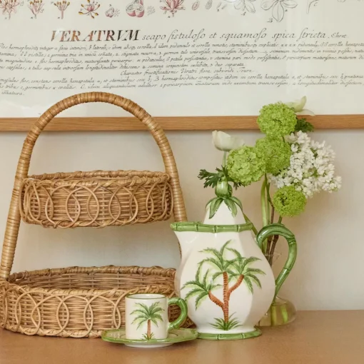 Mrs. Alice Small Rattan Two Tiered Stand< For The Rattan Lover