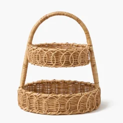 Mrs. Alice Small Rattan Two Tiered Stand< For The Rattan Lover