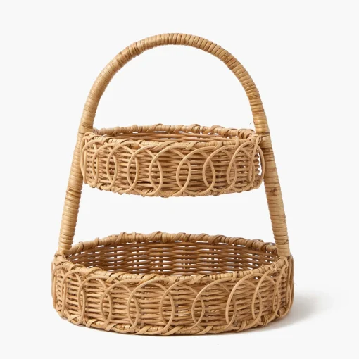 Mrs. Alice Small Rattan Two Tiered Stand< For The Rattan Lover