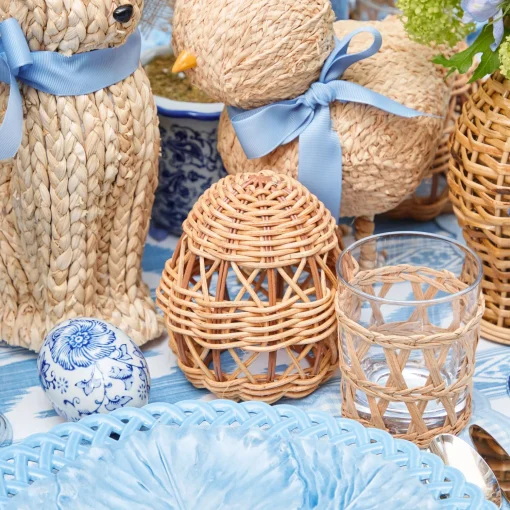 Mrs. Alice Small Rattan Woven Egg (Pair)< Spring Decorations