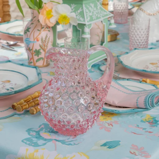 Mrs. Alice Small Rose Pink Hobnail Jug & Glasses (Set of 6)< Summer Glassware | Glassware Sets