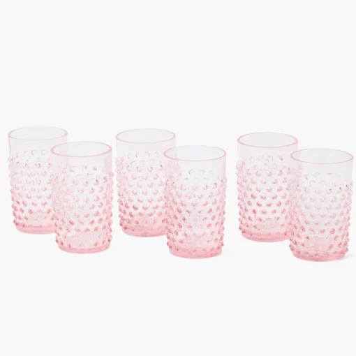 Mrs. Alice Small Rose Pink Hobnail Jug & Glasses (Set of 6)< Summer Glassware | Glassware Sets