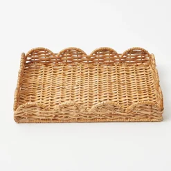 Mrs. Alice Small Scalloped Rattan Tray< Trays | Trays