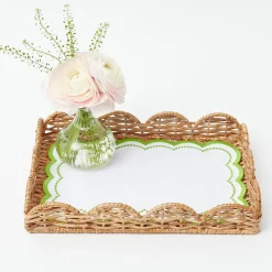 Mrs. Alice Small Scalloped Rattan Tray< Trays | Trays