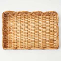 Mrs. Alice Small Scalloped Rattan Tray< Trays | Trays