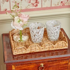 Mrs. Alice Small Scalloped Rattan Tray< Trays | Trays