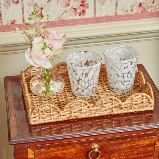 Mrs. Alice Small Scalloped Rattan Tray< Trays | Trays