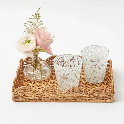 Mrs. Alice Small Scalloped Rattan Tray< Trays | Trays