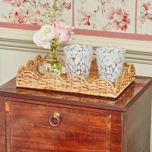 Mrs. Alice Small Scalloped Rattan Tray< Trays | Trays