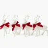 Mrs. Alice Small White Flocked Reindeer with Velvet Bows (Set of 4)< Christmas Decorations