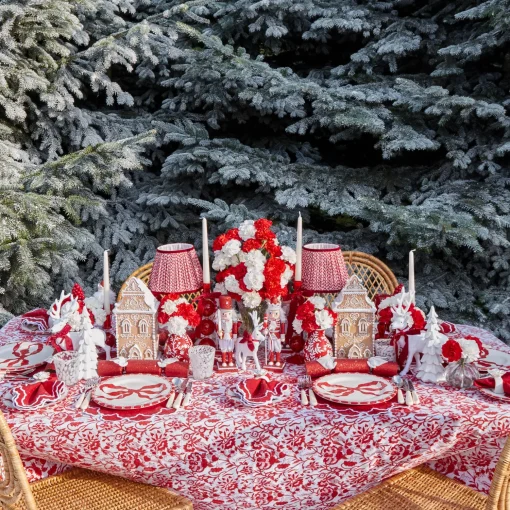 Mrs. Alice Small White Flocked Reindeer with Velvet Bows (Set of 4)< Christmas Decorations