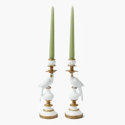 Mrs. Alice Small White Parrot Candle Holder (Pair)< Summer Candleware | Candle Holders