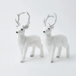 Mrs. Alice Snow White Glitter Reindeer (Pair)< Christmas Decorations