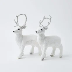 Mrs. Alice Snow White Glitter Reindeer (Pair)< Christmas Decorations