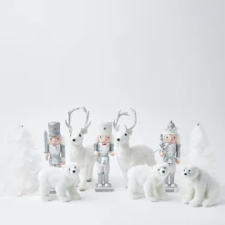 Mrs. Alice Snow White Glitter Reindeer (Pair)< Christmas Decorations