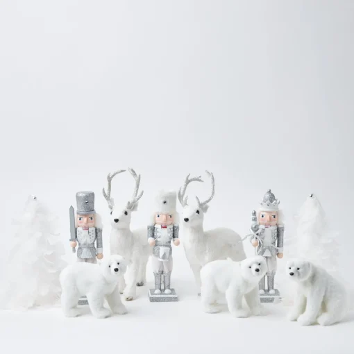 Mrs. Alice Snow White Glitter Reindeer (Pair)< Christmas Decorations