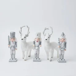 Mrs. Alice Snow White Glitter Reindeer (Pair)< Christmas Decorations