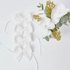 Mrs. Alice Snow White Velvet Napkin Bows (Set of 4)< Napkin Rings & Bows