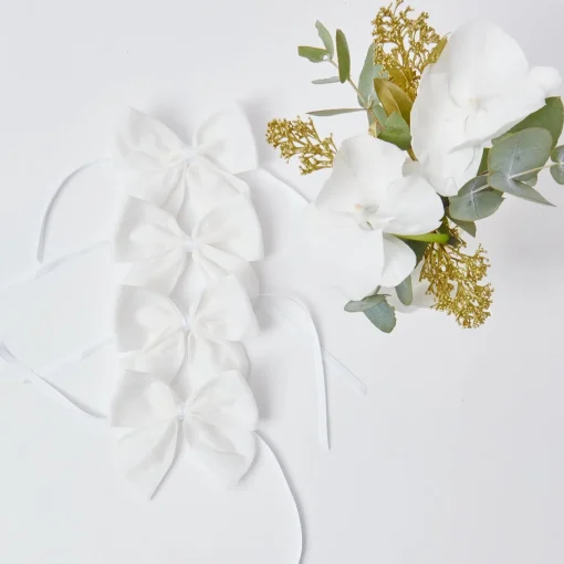 Mrs. Alice Snow White Velvet Napkin Bows (Set of 4)< Napkin Rings & Bows