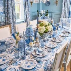 Mrs. Alice Soft Blue Fiore Napkin Rings (Set of 4)< Summer Table Linen | Napkin Rings & Bows